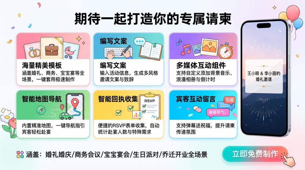 婚礼请柬不用愁！一键制作高颜值电子请柬，适配所有婚礼场景